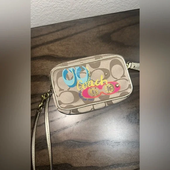 Coach Poppy Glam Graffiti Mini Wristlet - Picture 1 of 5